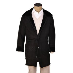 Hettabretz ISA Black Suede Shearling Overcoat